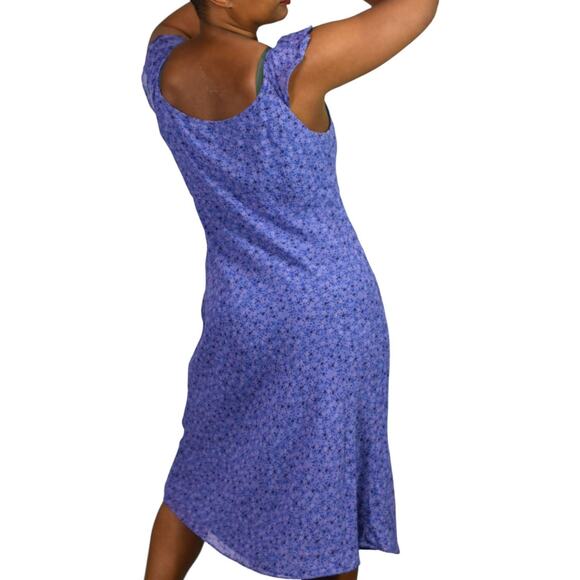 Mica Midi Slip Dress Purple Milkmaid Vintage Floral Sheer Chiffon 90s Medium - Picture 2 of 15